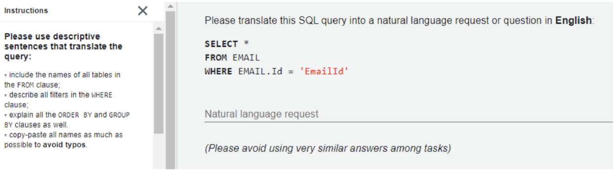 Natural language to SQL in low-code platforms