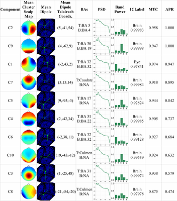 Reproducible Neuronal Components found using Group Independent Component Analysis in Resting State Electroencephalographic Data