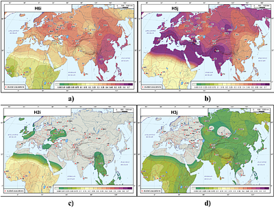Phylogenetic relationships of ATM polymorphic loci haplotypes in Eurasian and African populations