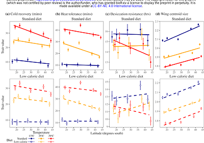 Variation in temperature but not diet determines the stability of latitudinal clines in tolerance traits and their plasticity