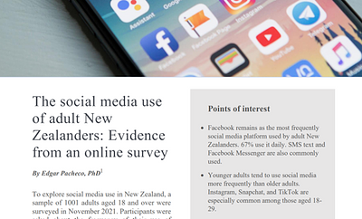 The social media use of adult New Zealanders: Evidence from an online
  survey