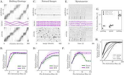 High-dimensional neuronal activity from low-dimensional latent dynamics: a solvable model
