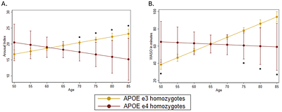 APOE4 homozygotes have less sleep fragmentation in late adulthood