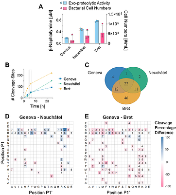 Proteolytic Activity and Substrate Specificity of Lake Geneva