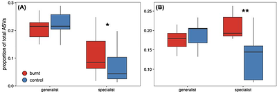 Fire limits soil microbial dispersal and differentially impacts bacterial and fungal communities