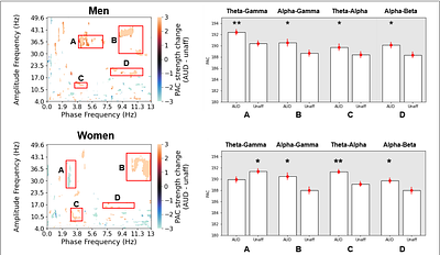 Alcohol use disorder is associated with increases in frontocentral phase-amplitude coupling strength during resting state