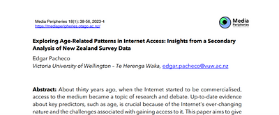 Exploring age-related patterns in internet access: Insights from a
  secondary analysis of New Zealand survey data
