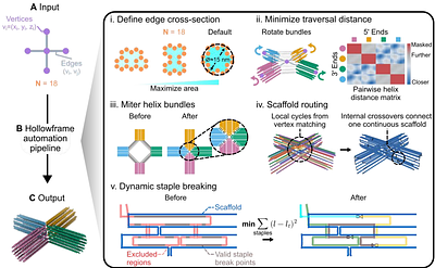 Automated design of stiffness-tunable DNA origami hollowframes for self-assembling metamaterials