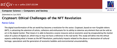 Cryptoart: Ethical Challenges of the NFT Revolution