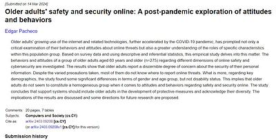Older adults' safety and security online: A post-pandemic exploration of
  attitudes and behaviors