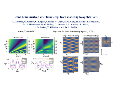 Cone beam neutron interferometry: from modeling to applications