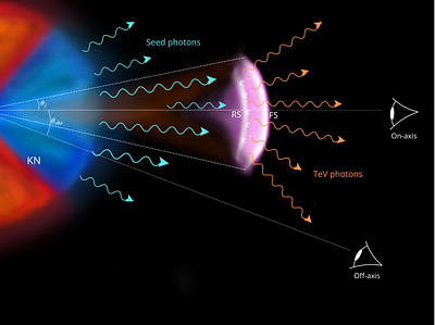 Inverse Compton scattering occurring in a reverse-shock scenario involving a kilonova: A channel of TeV gamma-ray photons