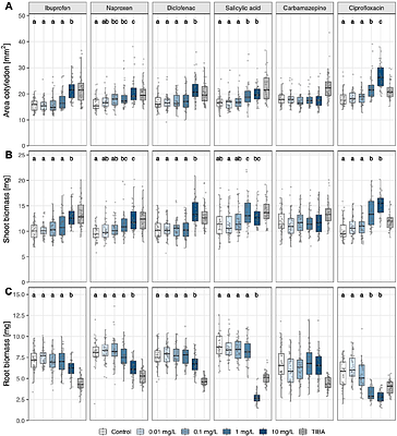 Influence of different pharmaceuticals on the germination and early development of two leafy vegetable species