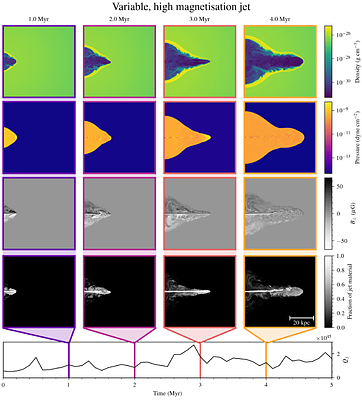 The impact of flickering variability and magnetisation on the dynamics, stability and morphology of radio-loud AGN jets