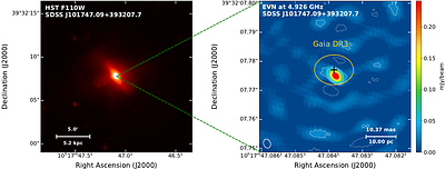 Detection of a parsec-scale, compact, and fading ejecta from an accreting massive black hole